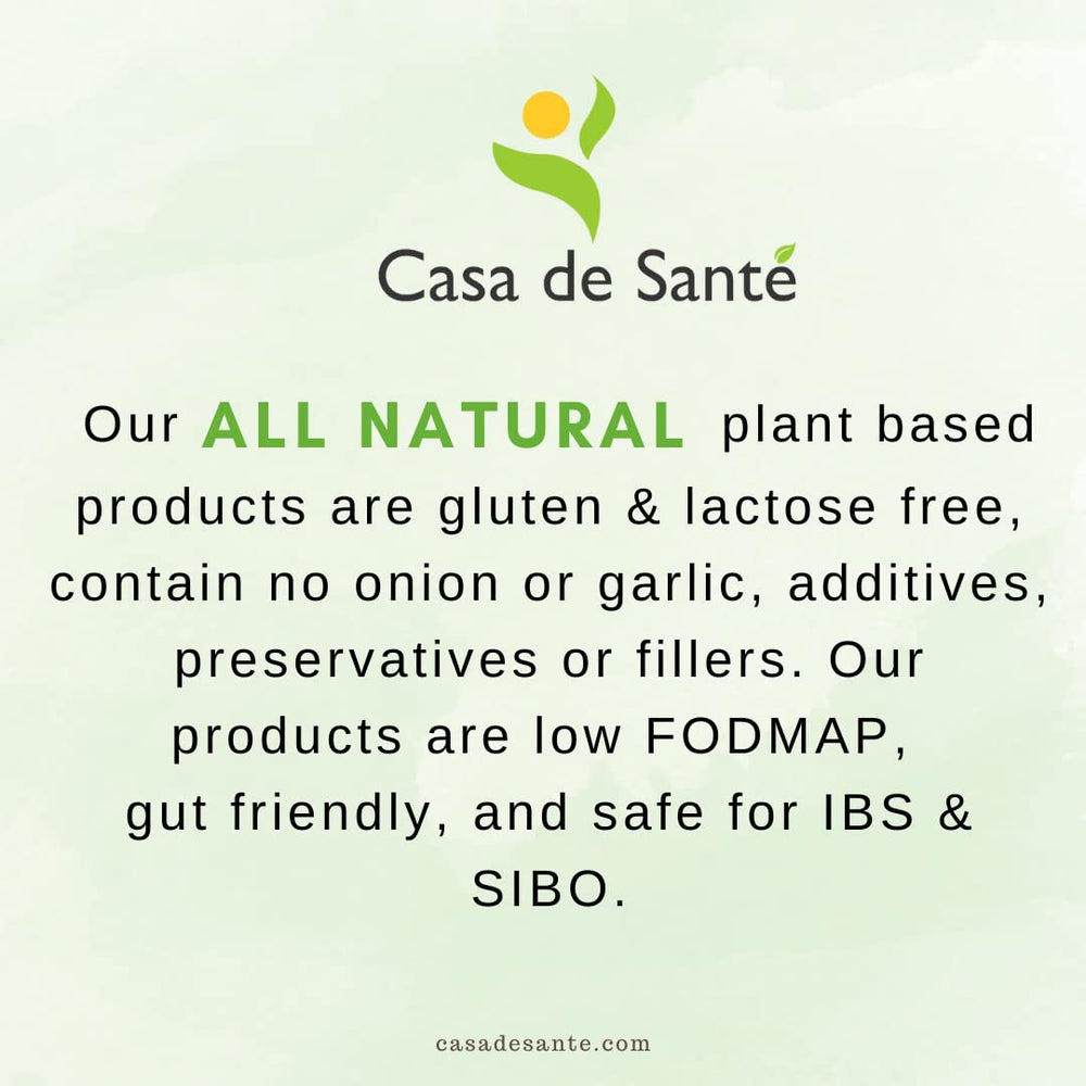 Casa de Sante bottle closeup highlighting clean, gut-friendly formula.