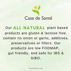 Casa de Sante bottle closeup highlighting clean, gut-friendly formula.