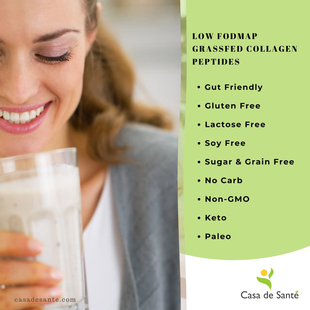 Casa de Sante collagen powder pouring into water for daily use.