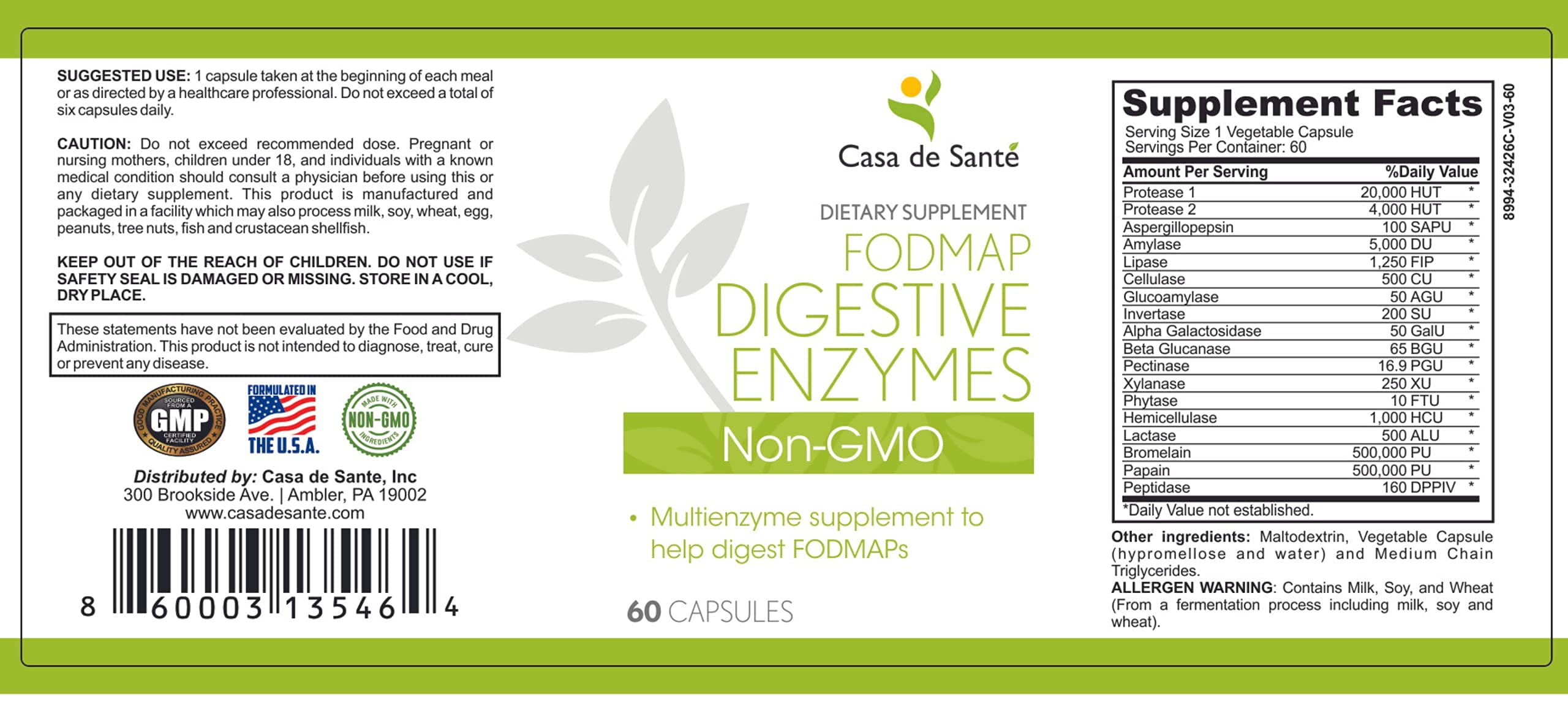 Casa de Sante capsules close-up for convenient daily digestive support.
