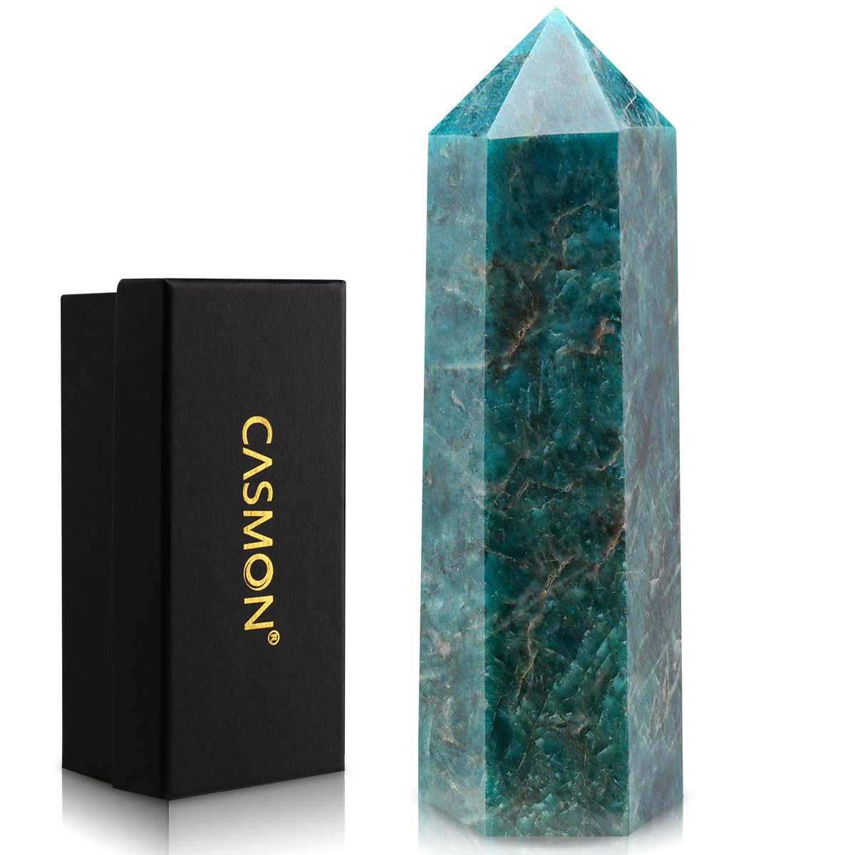 CASMON blue apatite obelisk tower for chakra balancing and meditation