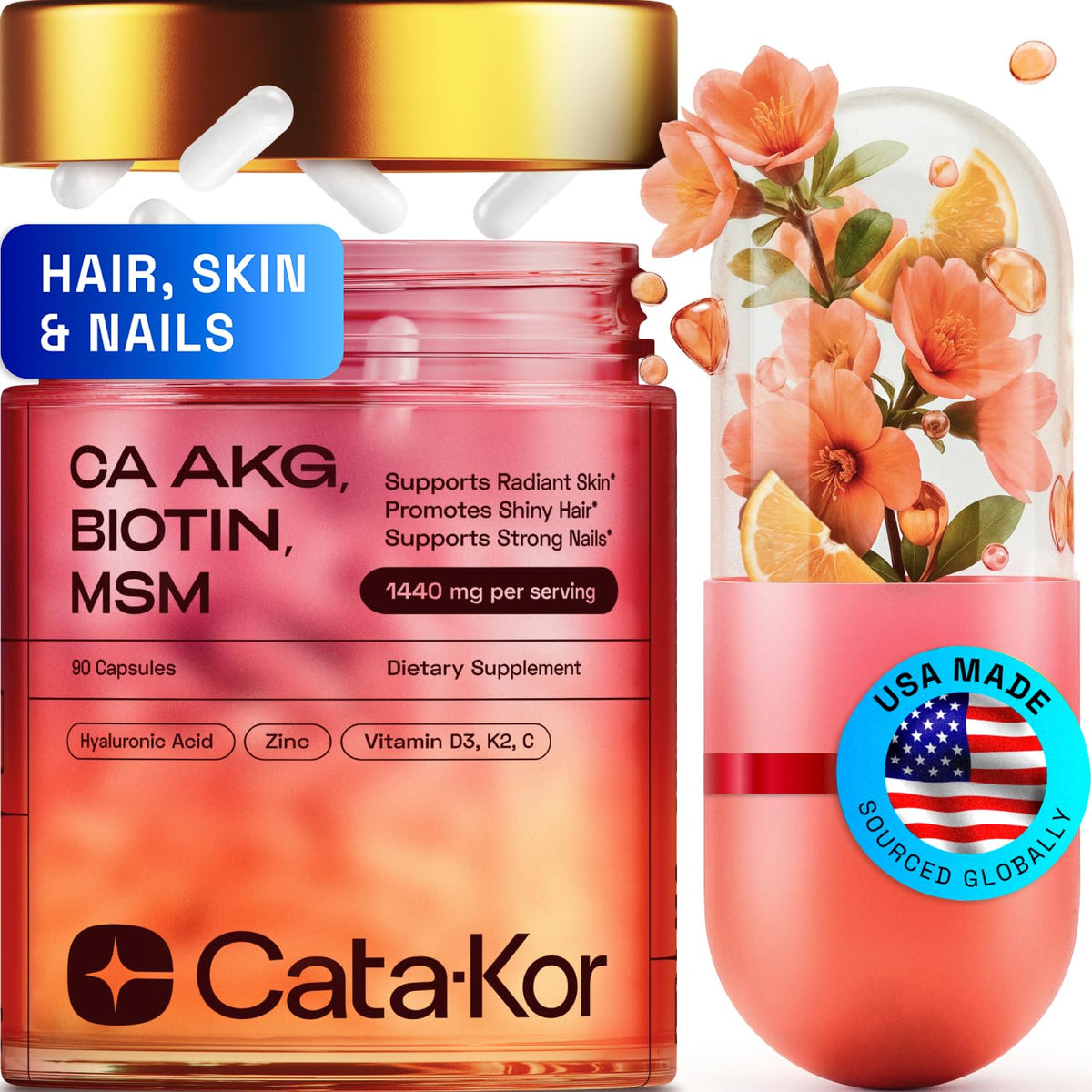 Cata-Kor Hair Skin Nails bottle for daily beauty support.