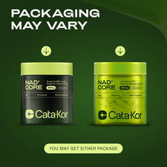 Cata-Kor NAD Core bottle back shows dosage and usage for easy planning.