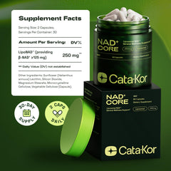 Cata-Kor NAD CORE serving size information for dosing.