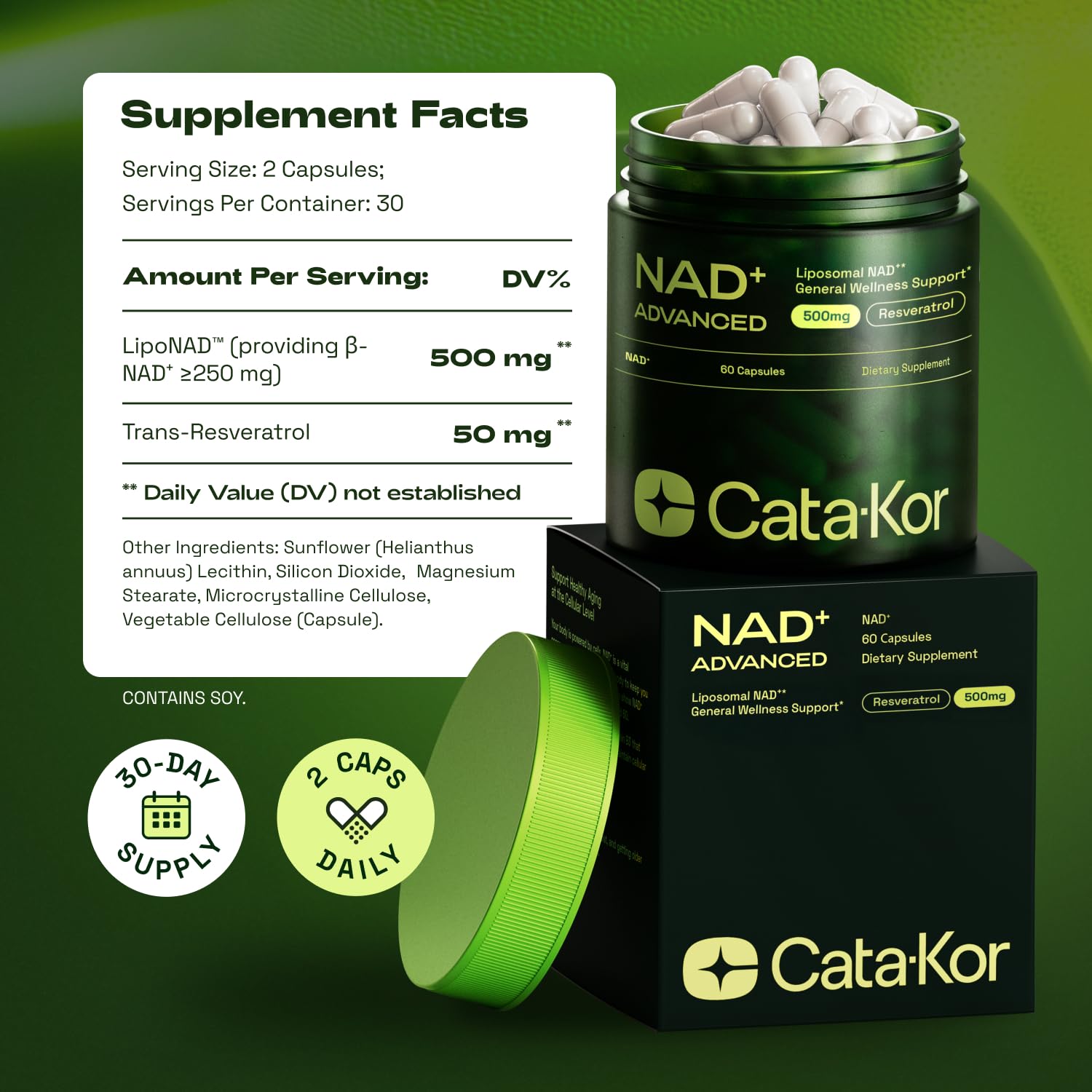 Cata-Kor USA-made packaging illustrating global ingredients and local production.