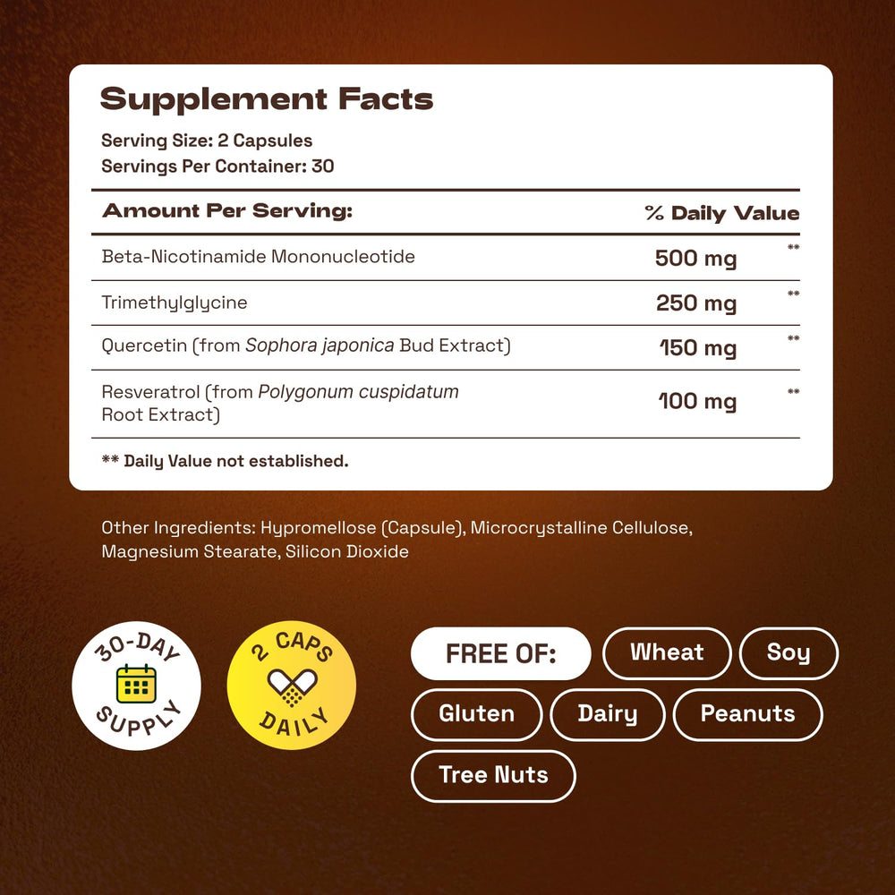 Cata-Kor NMN capsules set for two-capsule daily use.