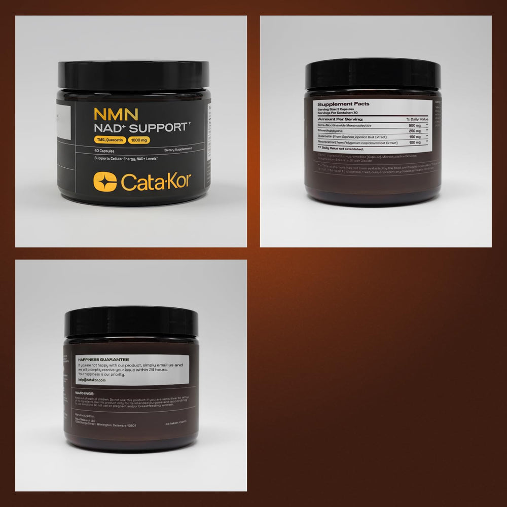 Cata-Kor NMN packaging front showing 60 capsules.