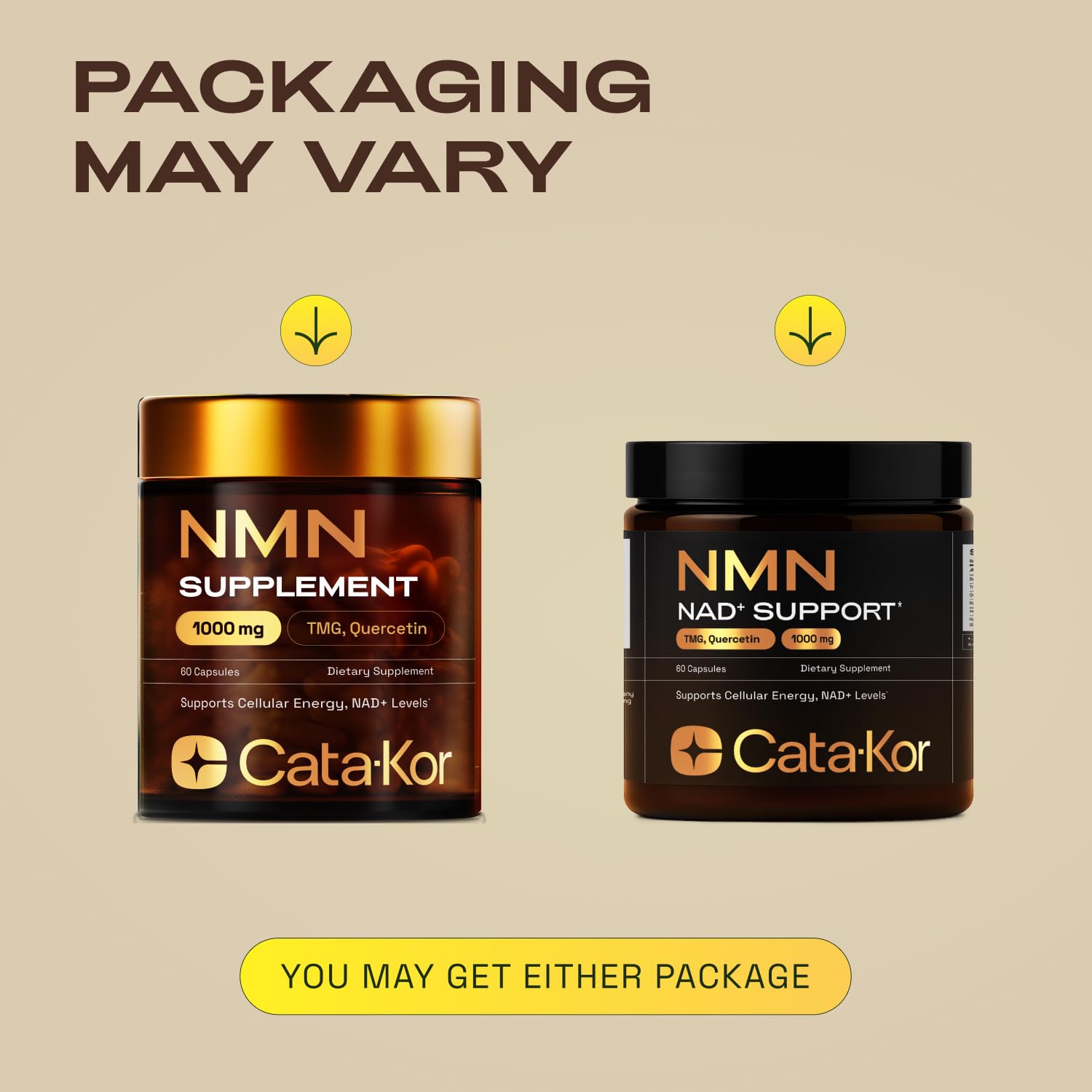 Third-party testing seal on Cata-Kor NMN packaging.