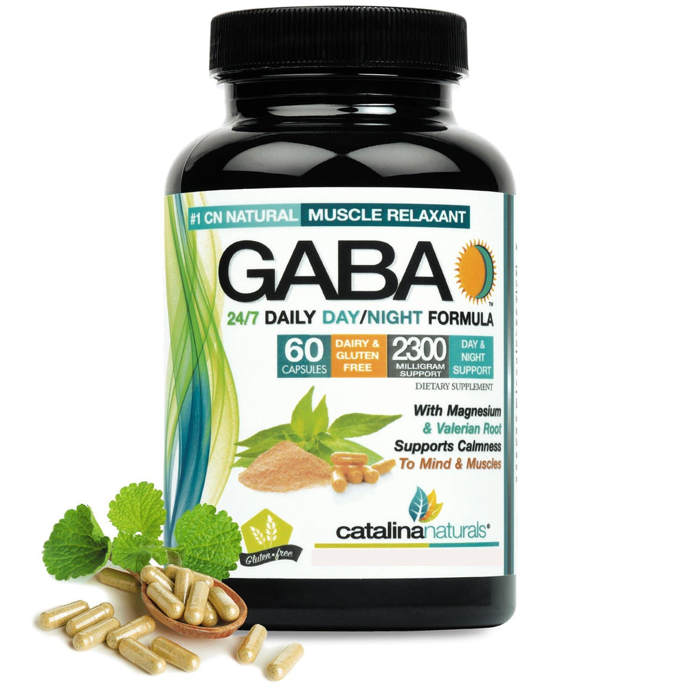 Catalina Naturals GABA 2300mg soft capsules closeup showcases smooth texture and premium coating.