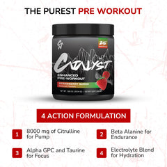Catalyst Nutrition Enhanced Pre Workout label close-up with no artificial colors