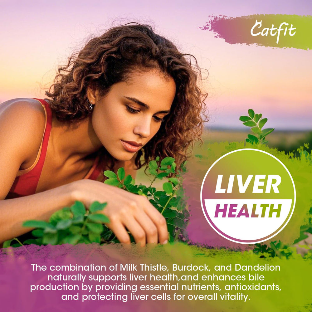 Catfit Dandelion Burdock Moringa Detox blend highlighting cleansing support