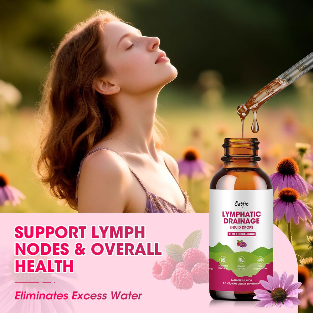 Catfit Lymphatic Drainage Drops ingredients pack-shot featuring echinacea and elderberry