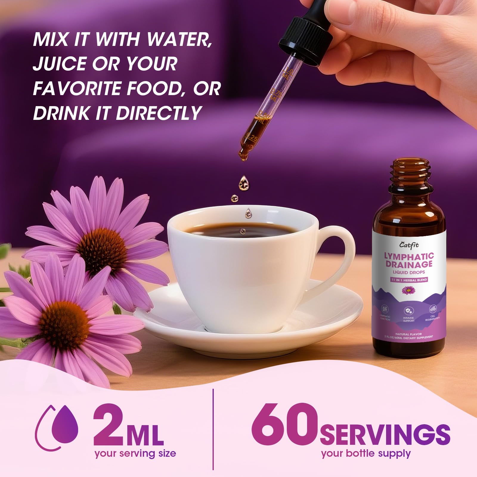 Catfit Lymphatic Drainage Drops used during massage routine