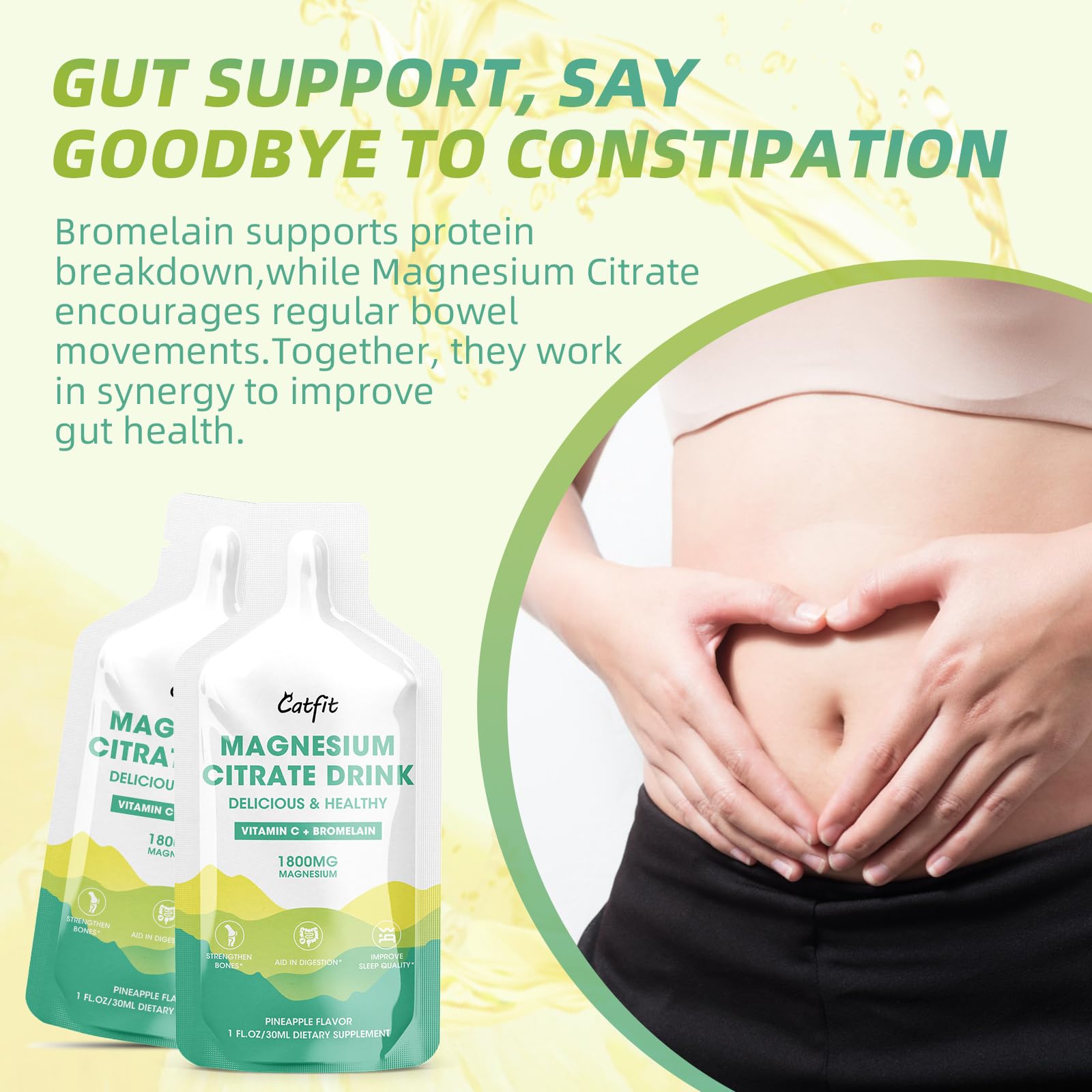Catfit Magnesium Citrate Liquid pineapple splash emphasizes refreshing taste