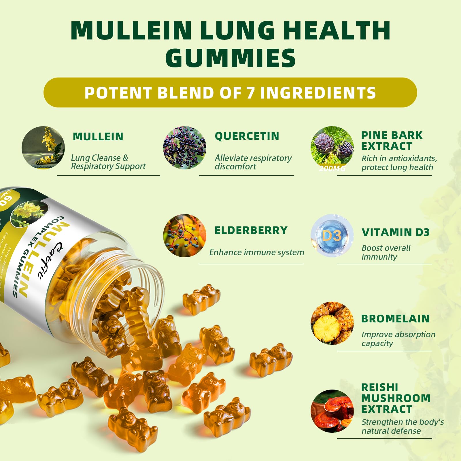 Catfit Mullein Gummies packaging front emphasizing vegan, non-GMO formula