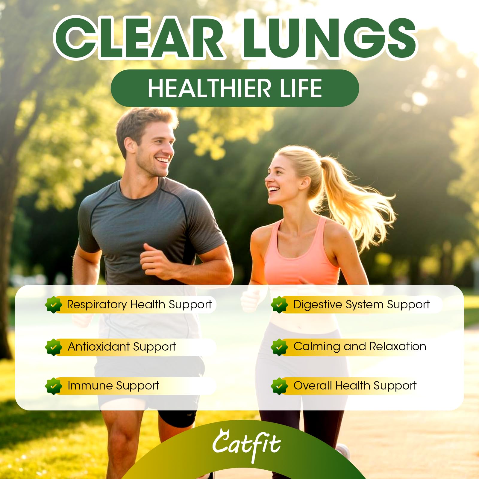 Catfit capsules close up show mullein leaf and oregano ingredients.