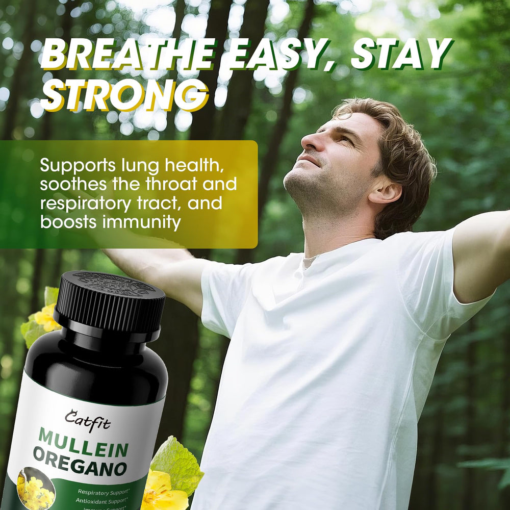 Catfit packaging highlighting a 7 in 1 blend for respiratory wellness.