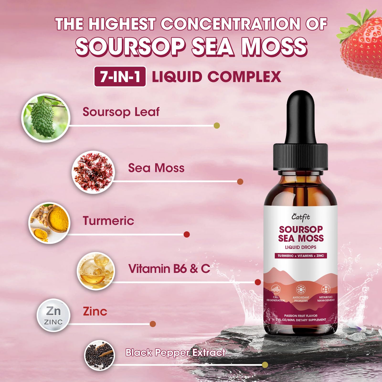 Catfit Soursop Liquid Drops dropper pouring for on-the-go dosing