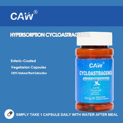 CAW Cycloastragenol enteric-coated capsules designed for gentle digestion and absorption