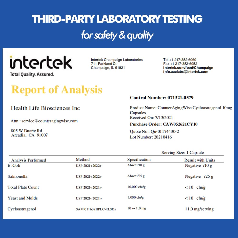 CAW product label indicating third-party lab testing for safety and consistency