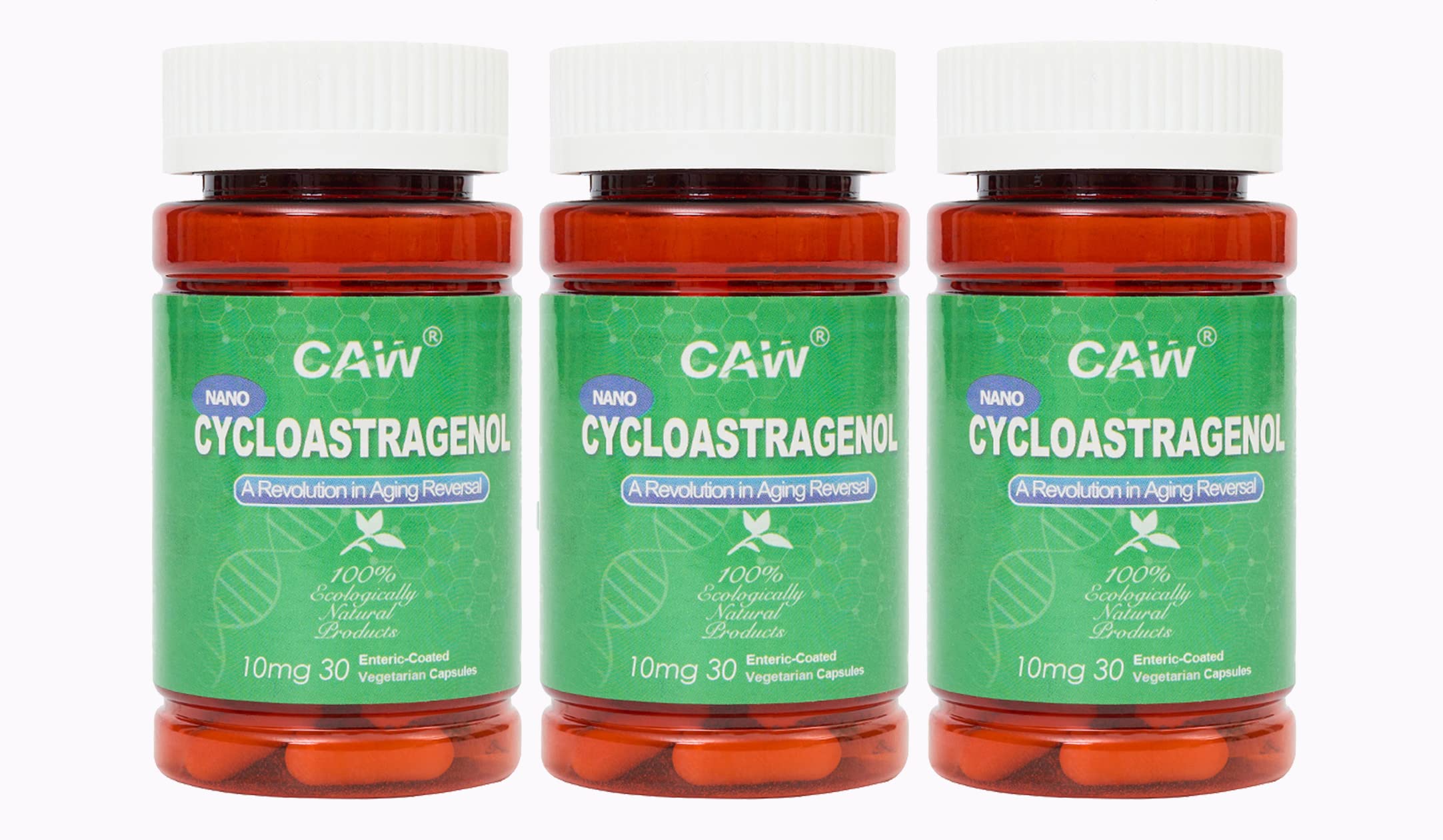 CAW Nano Cycloastragenol bottle front for daily wellness routine