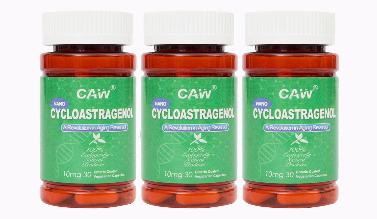 CAW Nano Cycloastragenol bottle front for daily wellness routine