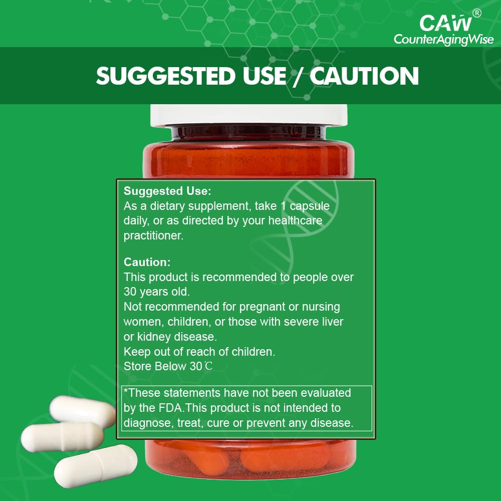 CAW Nano Cycloastragenol bottle with 30 capsules for simple daily use