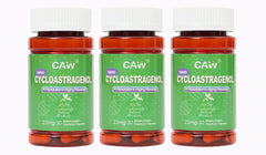 CAW Nano Cycloastragenol capsules in a compact bottle for easy daily use.
