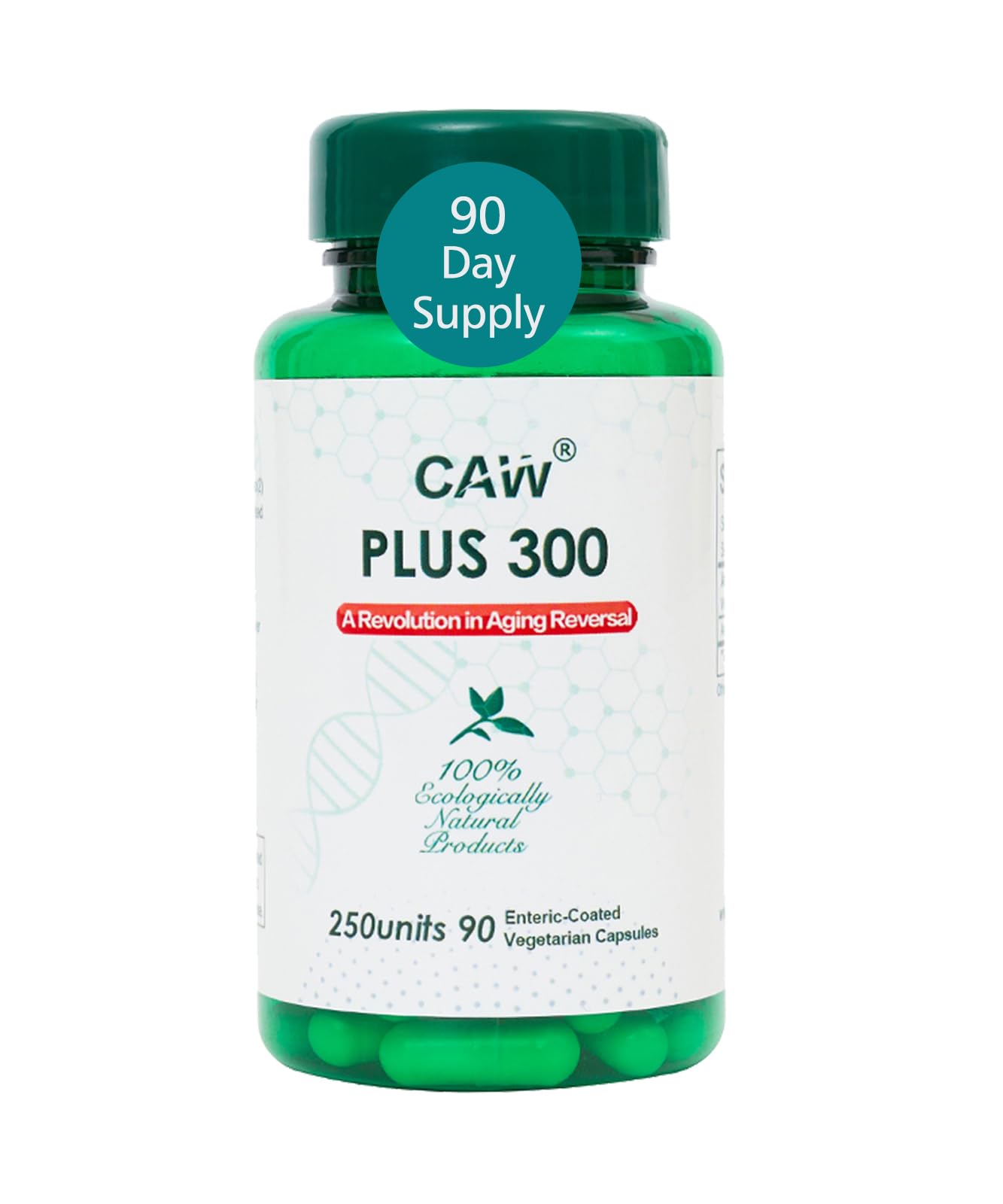 CAW Plus300 water-solubility bottle showing enhanced absorption potential.