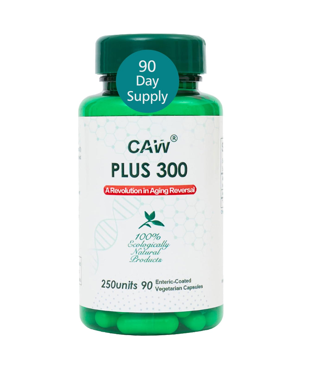CAW Plus300 water-solubility bottle showing enhanced absorption potential.