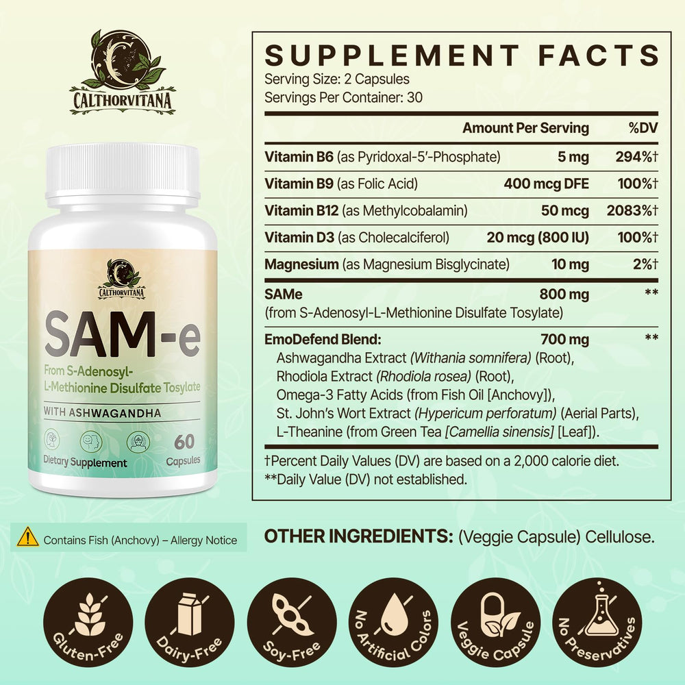 CCalthorvitana B-complex capsules with SAM-e for daily nutrient support.