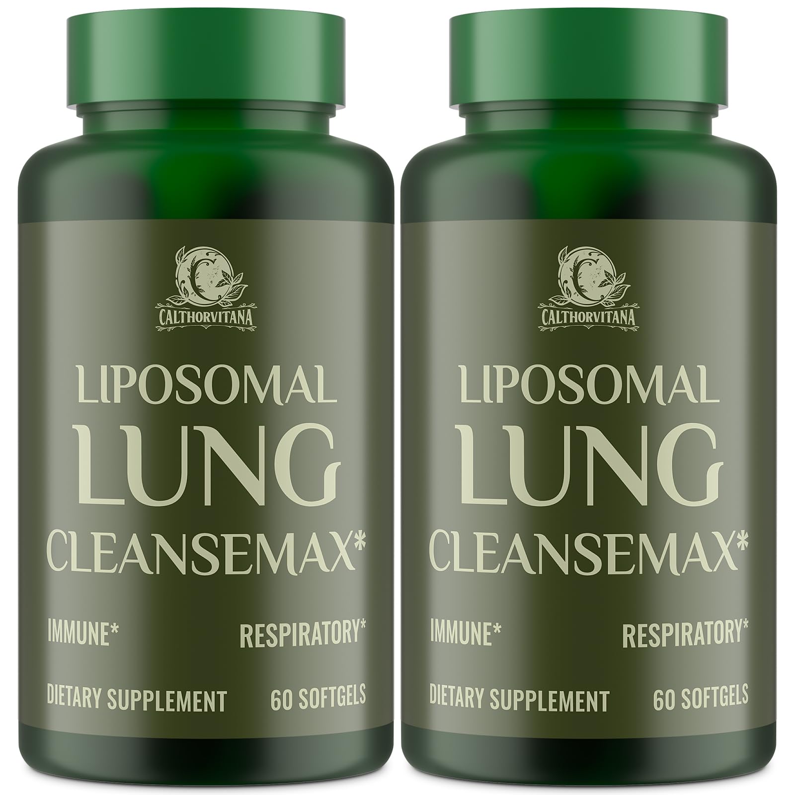 C Calthorvitana Liposomal Lung Cleansemax bottle with 120 capsules for daily use.