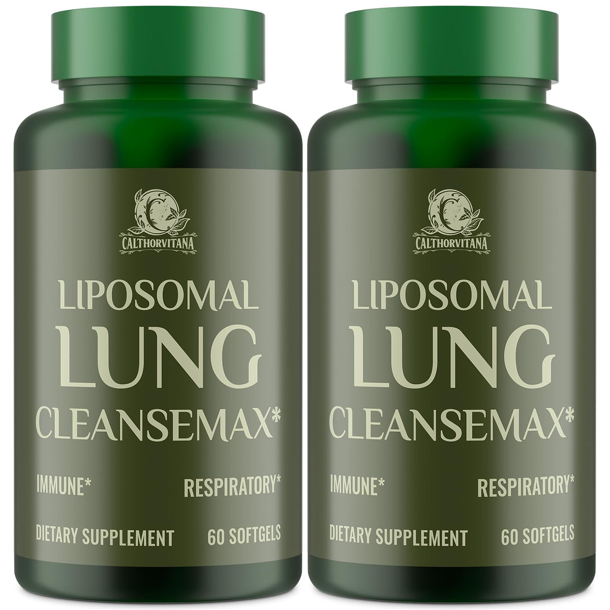 C Calthorvitana Liposomal Lung Cleansemax bottle with 120 capsules for daily use.