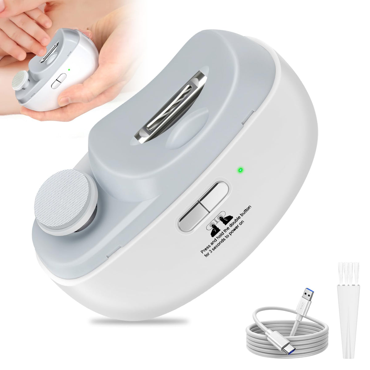 CCDobbs Electric Nail Clipper 2-in-1 front view highlights compact, quick grooming design
