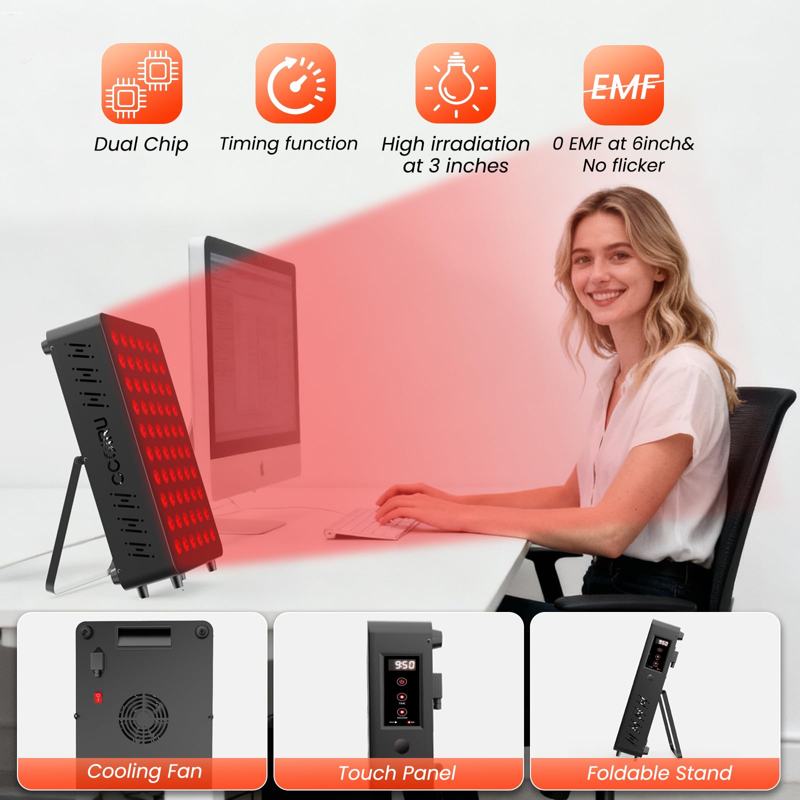 CCGIRU 60-LED panel angled view highlights red and NIR spectrum