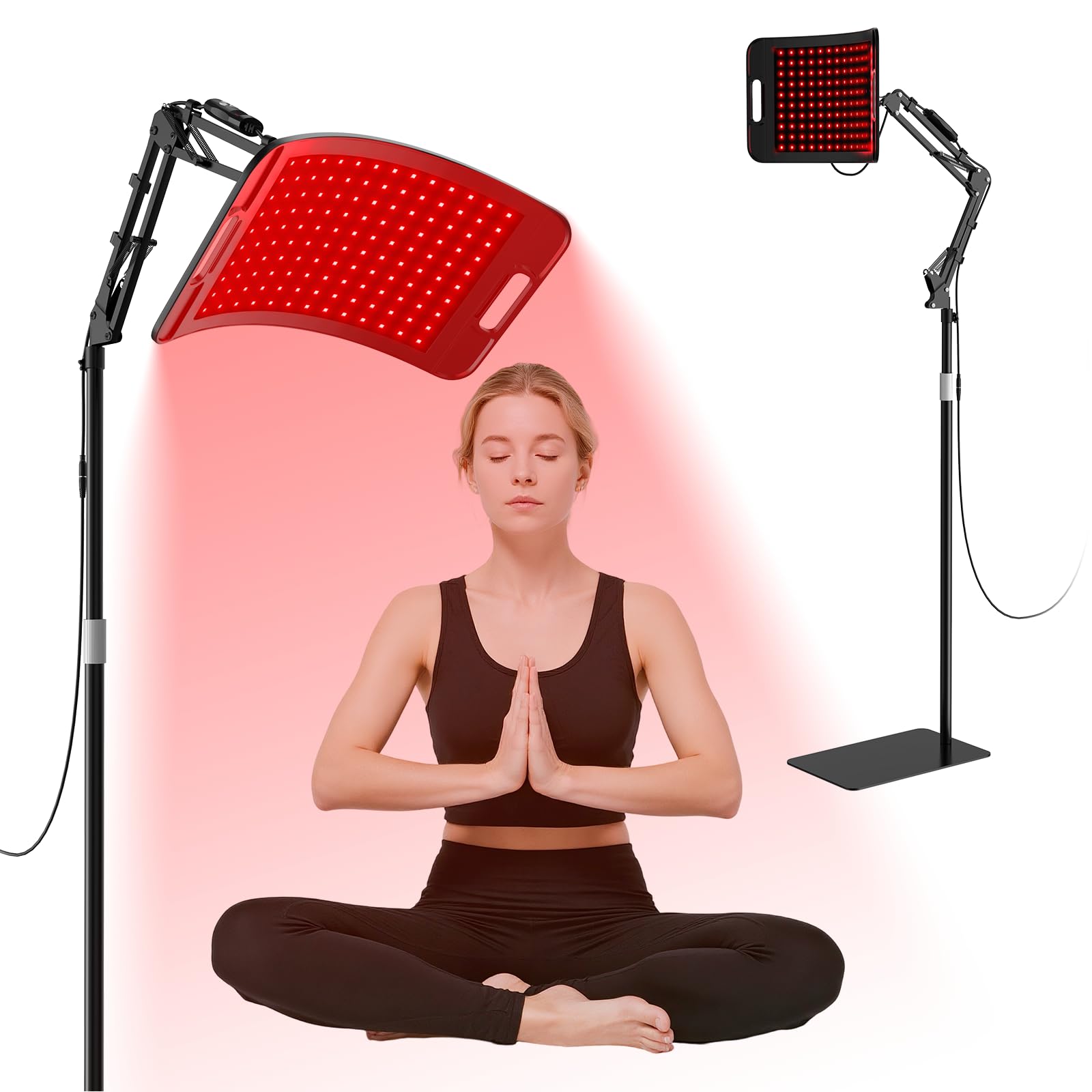 CCGIRU red light therapy lamp on adjustable stand for versatile placement.