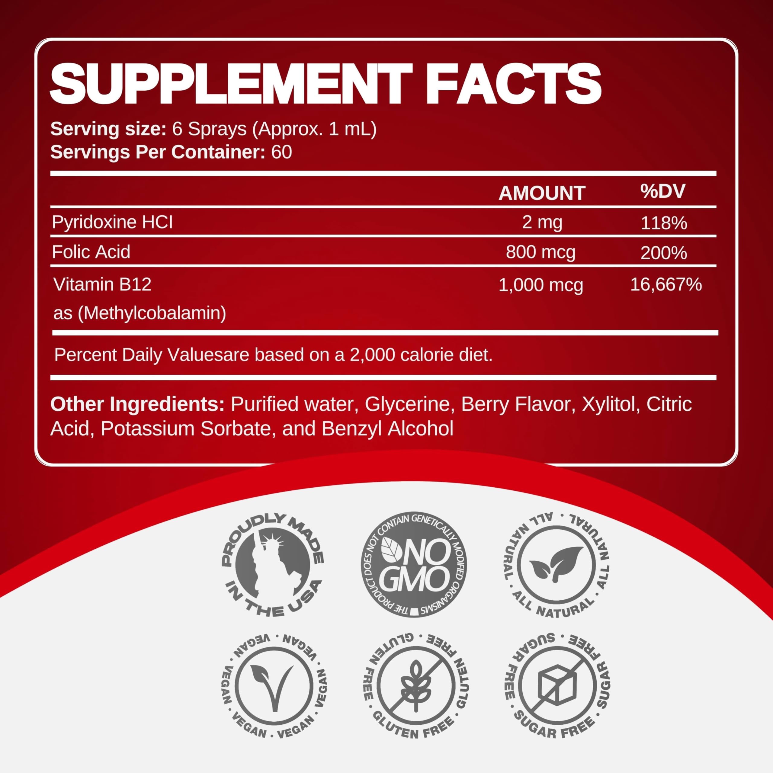 CCL Supplements Vitamin B12 Sublingual Spray Application enables fast sublingual uptake.