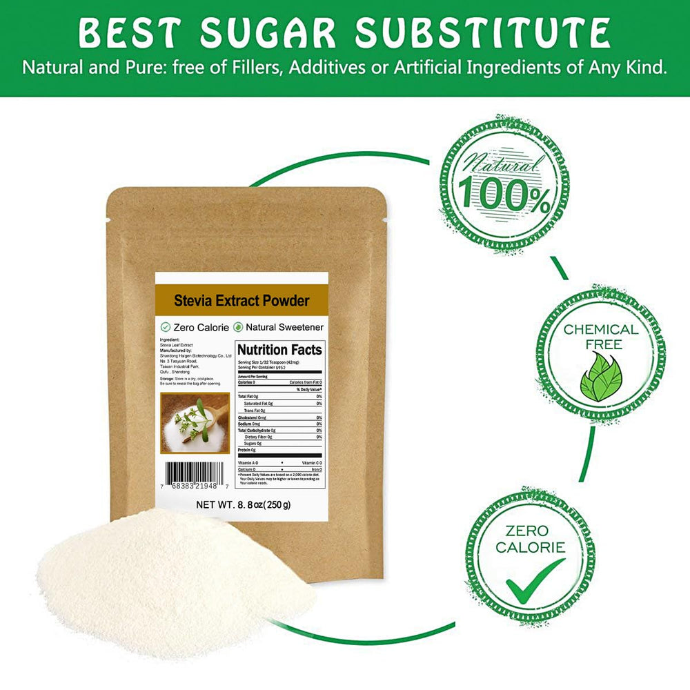 CCnature Pure Stevia Powder dissolves quickly in hot water for calorie-free sweetness