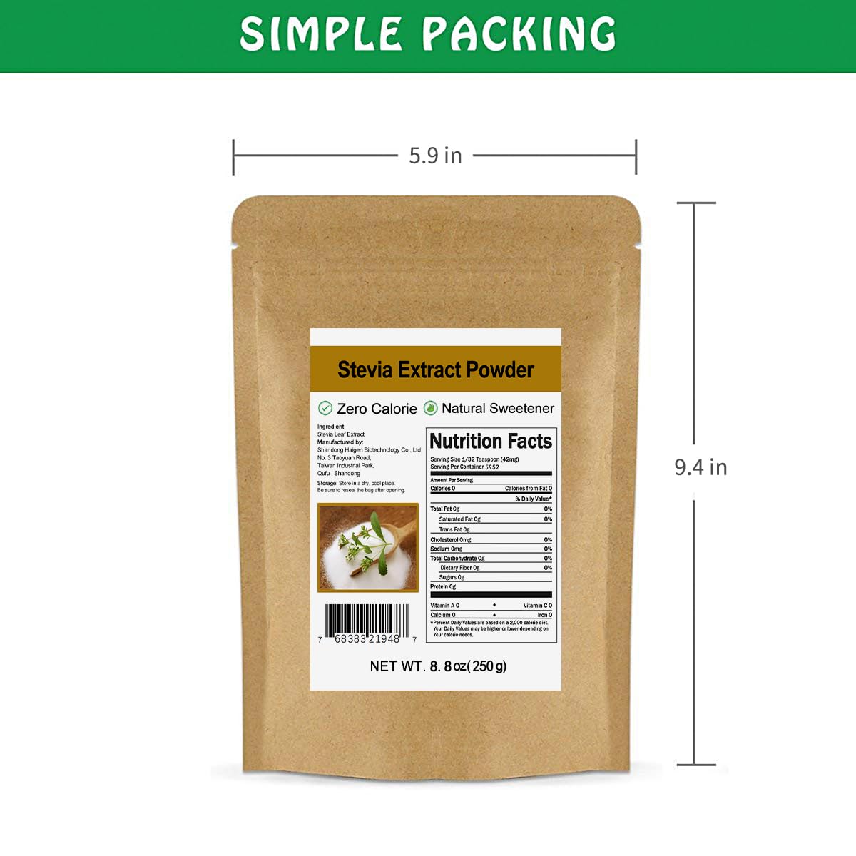 CCnature Stevia Powder is perfect for baking and cooking sugar-free