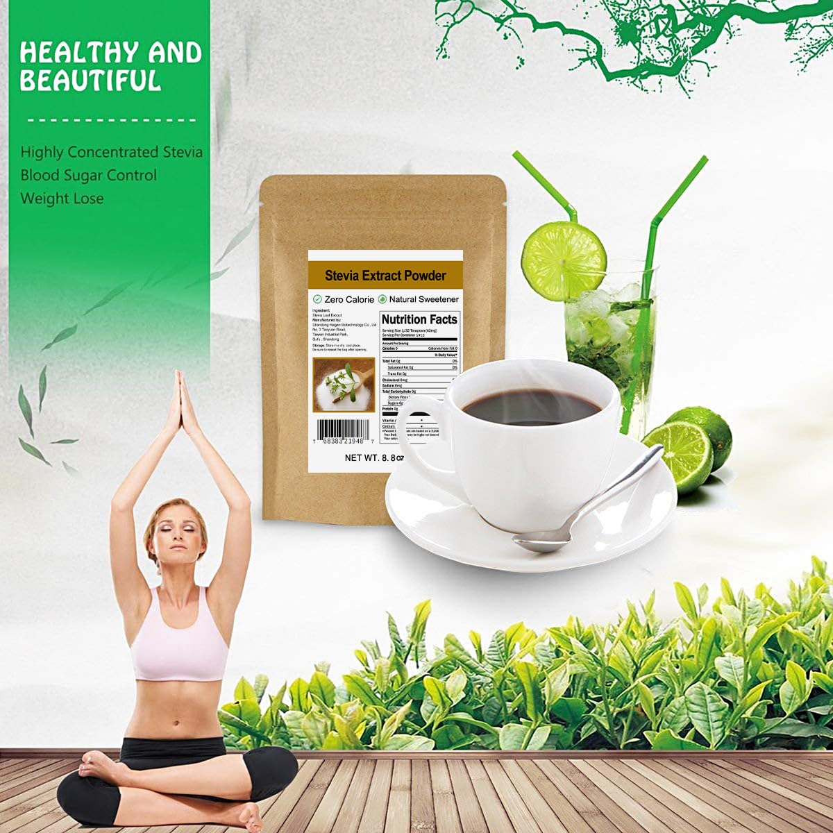 CCnature Stevia Powder adds zero-calorie sweetness to coffee