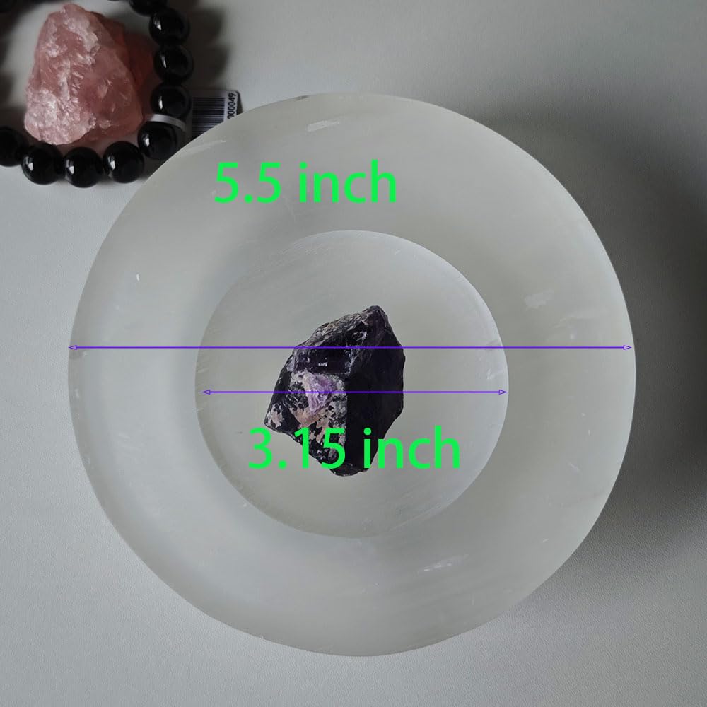 CDFZJC selenite bowl sits on desk for meditation and mood enhancement