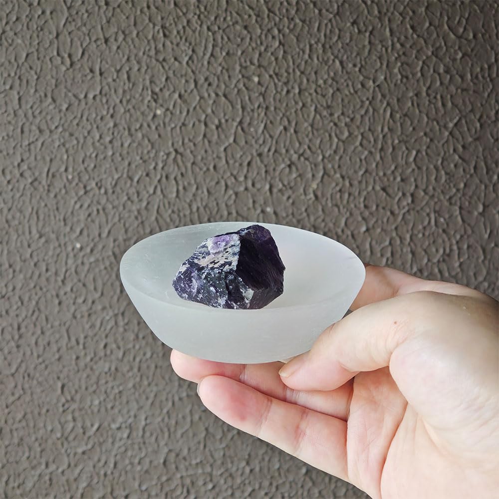CDFZJC selenite bowl palm-size quick cleanse for stones during travel