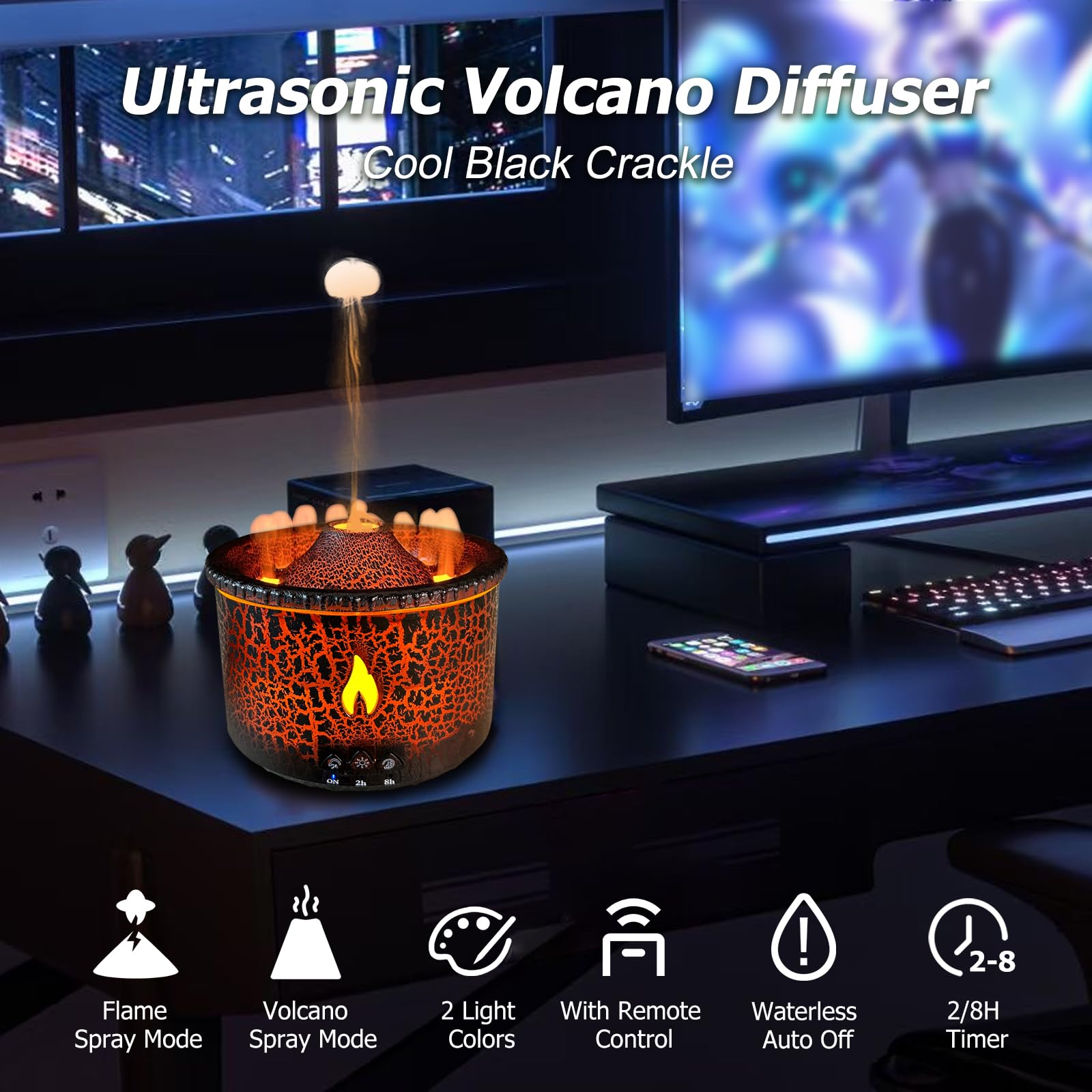 Cechlicht Volcano Diffuser 300ml tank supports longer diffusion sessions.