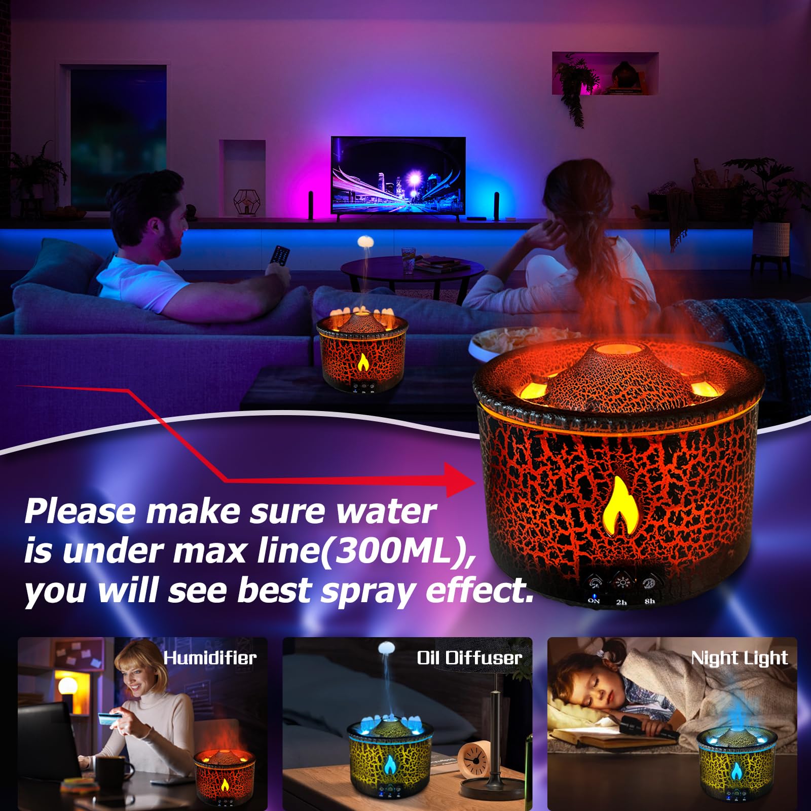 Cechlicht Volcano Diffuser quiet operation supports restful nights.