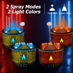 Cechlicht Volcano Diffuser flame mode creates a warm, cozy ambiance.