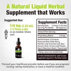 Cedar Bear Immune Support Drops label closeup highlighting natural ingredients