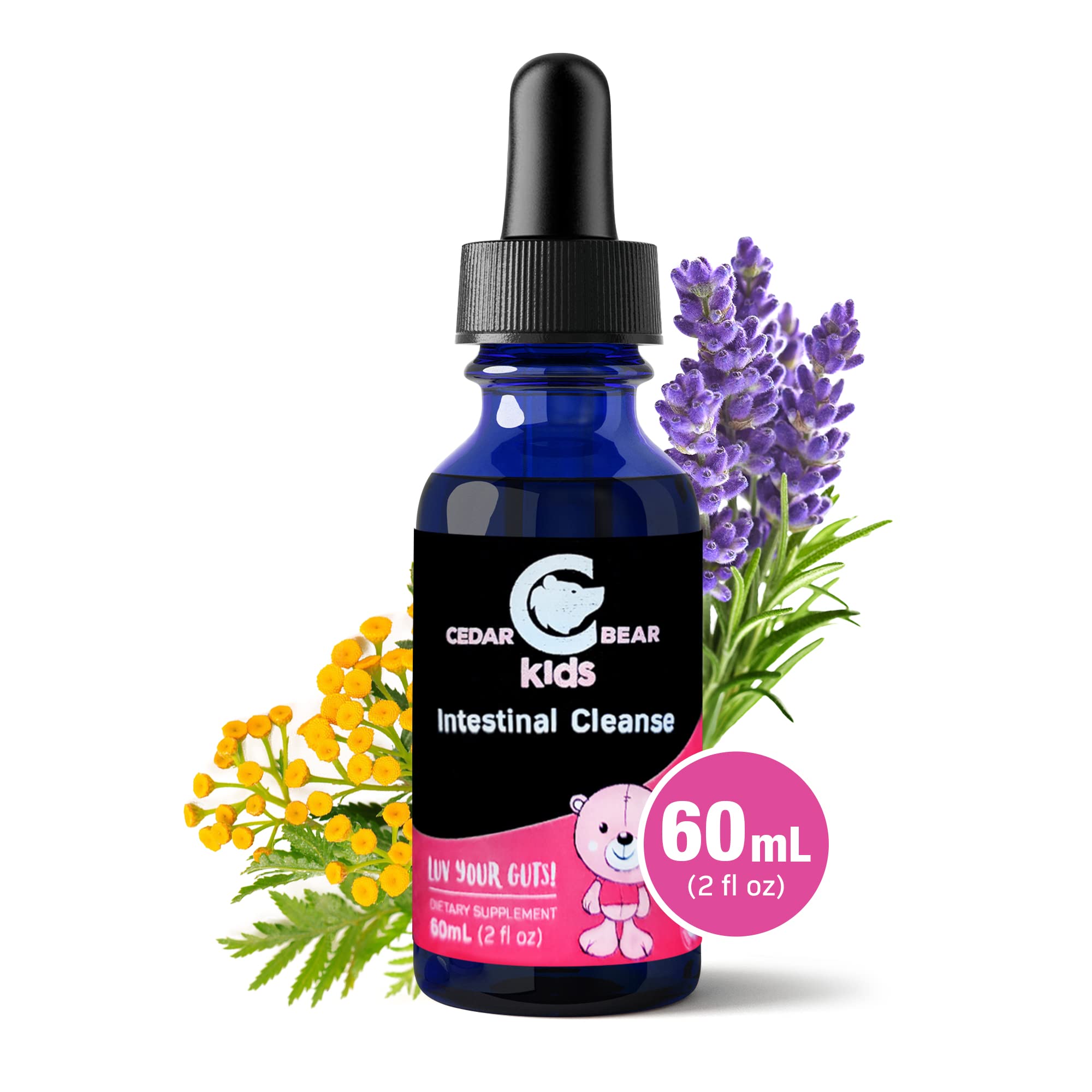 Cedar Bear Natural Herb Blend label emphasizes alcohol-free, preservative-free ingredients.