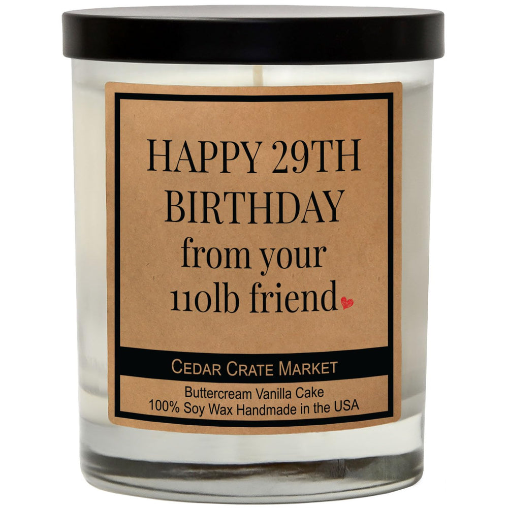 CEDAR CRATE MARKET birthday candle in a 14oz jar, ideal gift with warm glow.