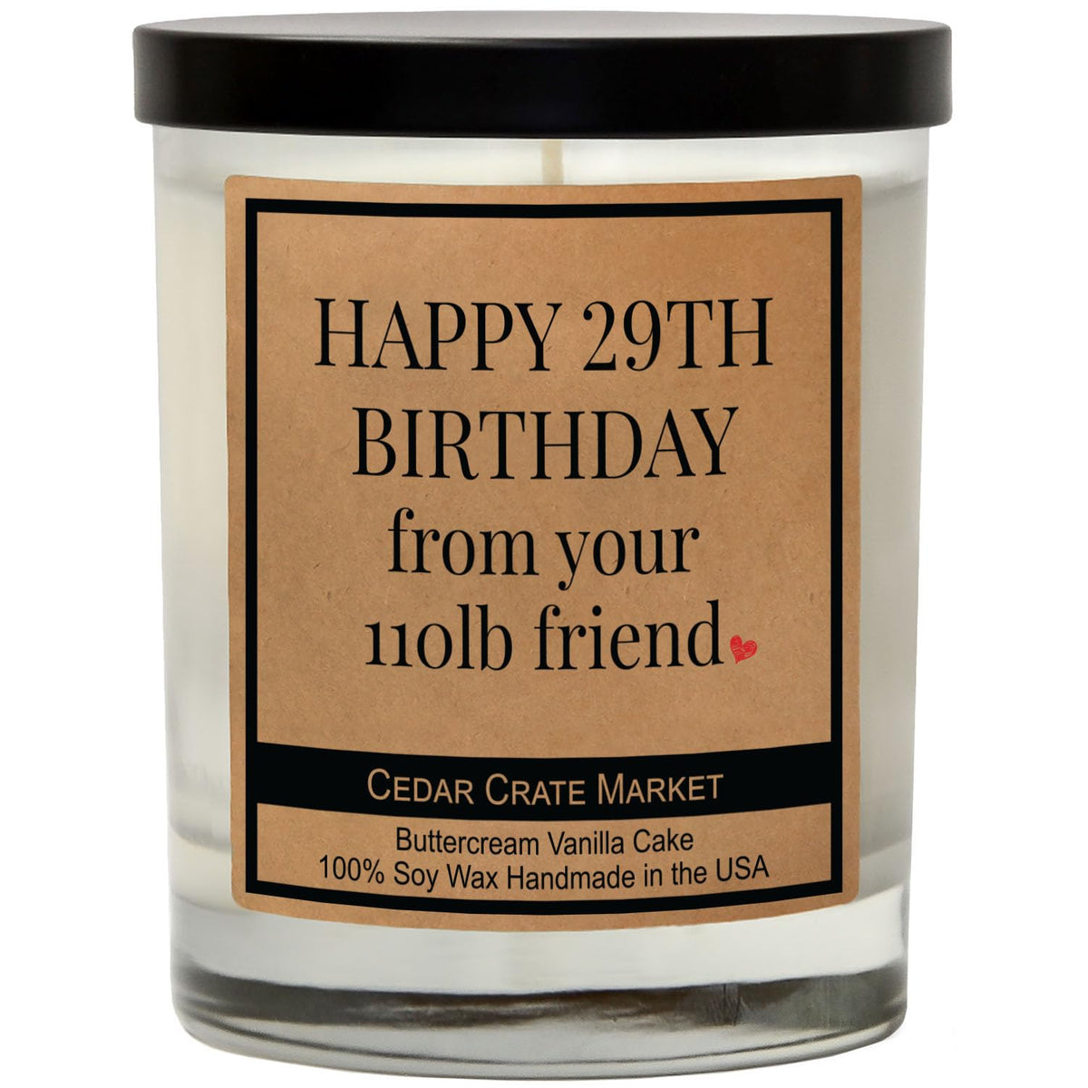 CEDAR CRATE MARKET birthday candle in a 14oz jar, ideal gift with warm glow.