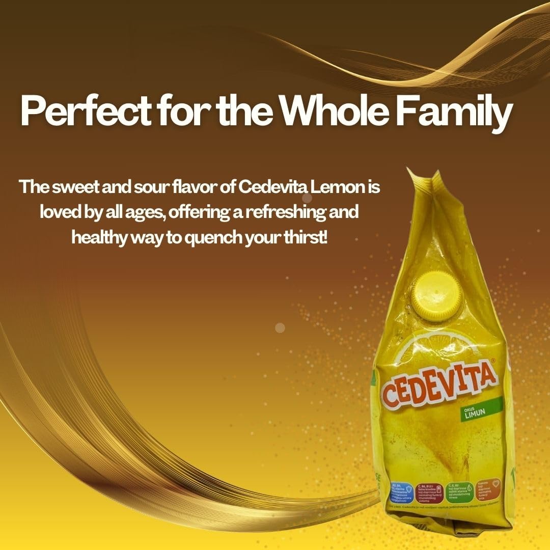 Cedevita Lemon bottle beside a glass, inviting refreshing citrus flavor.